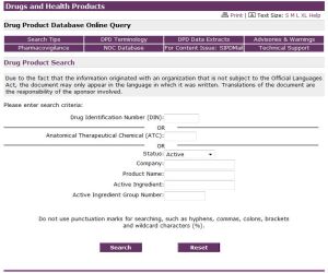 Base  de datos medicamentos de CANADA
