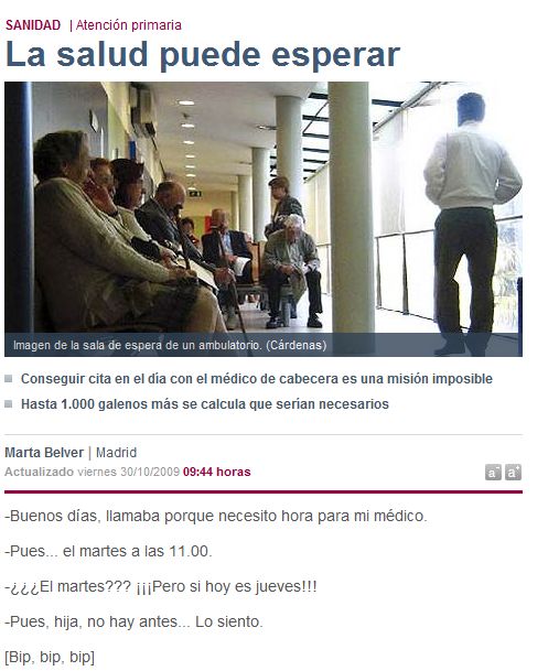 La salud puede esperar- El Mundo-Suplemento Madrid La salud puede esperar- El Mundo-Suplemento Madrid